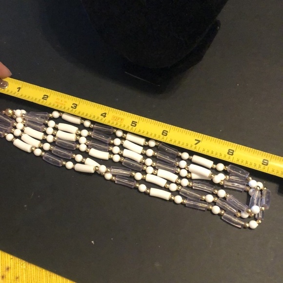 White & clear tubular beaded multi strand necklace​ - Picture 5 of 5